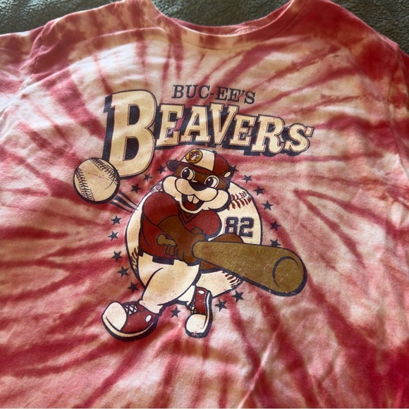 BUC-EE’S Beavers Kids Red Tie-Dye Baseball T-Shirt, youth Large YL 14/16​ - Picture 2 of 7
